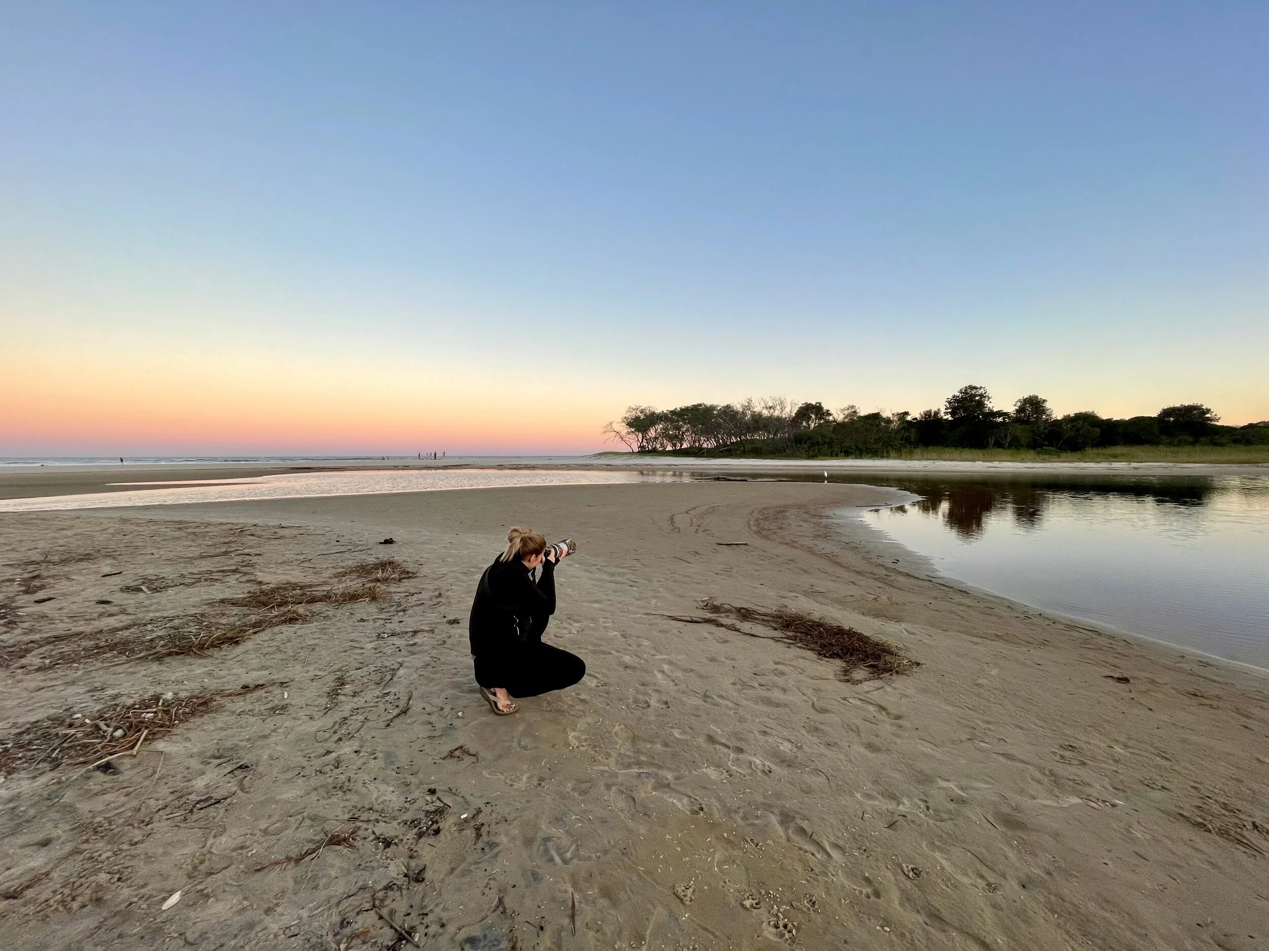 photographer photographing a heron near the Tallow Creek mouth